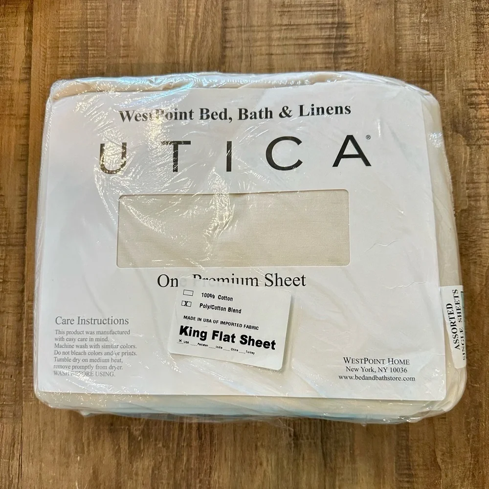 WestPoint Bed, Bath & Linens - UTICA NEW in package, Cream color King Flat Sheet